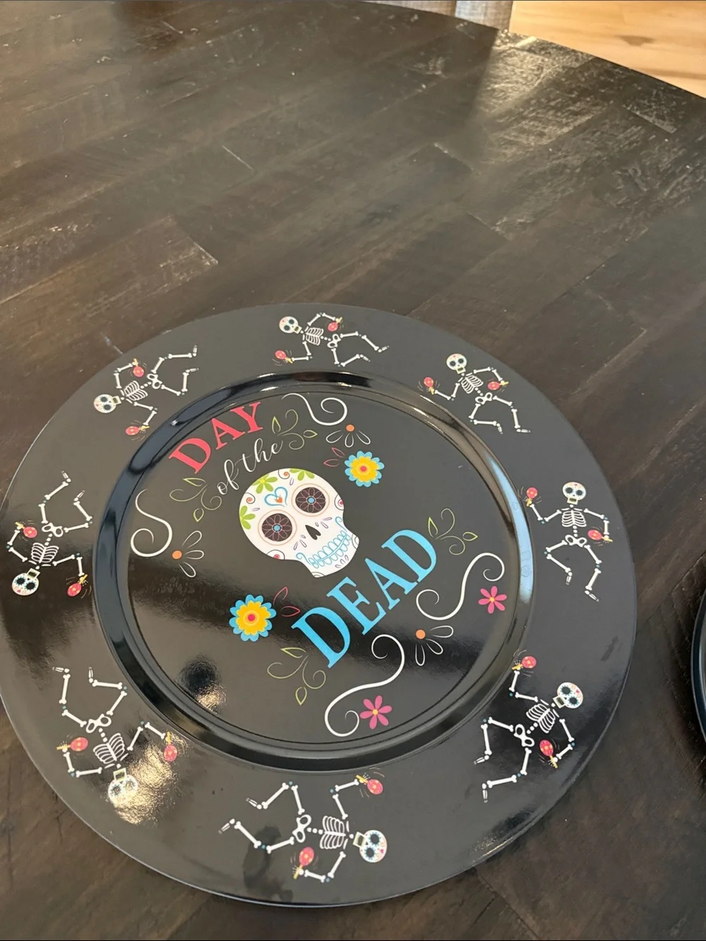 Day of the Dead Black Sugar Skull Party Plate & Tray Set with Dishtowel Plastic